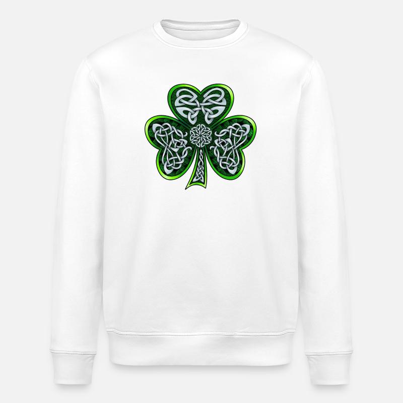 Celtic Shamrock - Stanley/Stella ROLLER Unisex Organic Sweatshirt - white