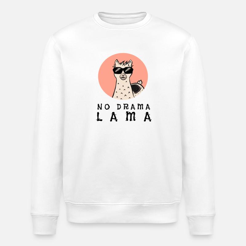 NO DRAMA LAMA - Stanley/Stella Unisex Bio-Sweatshirt ROLLER - Weiß