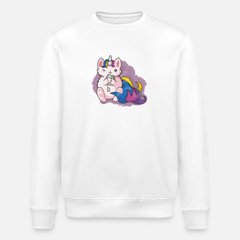 Kitty Katacorn Teatime - Stanley/Stella Unisex Bio-Sweatshirt ROLLER - Weiß