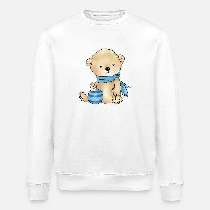 Bear with ball - Stanley/Stella ROLLER Unisex Organic Sweatshirt - white