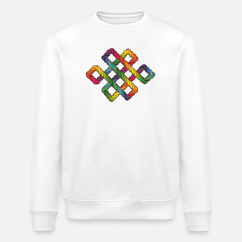 Arc-en-ciel noeud sans fin bouddhiste - Sweat bio ROLLER Stanley/Stella Unisexe - blanc