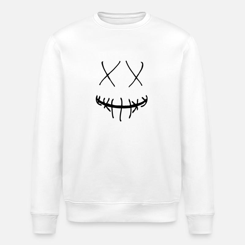Fröhliches Gesicht Design - Geschenk Geschenkidee - Stanley/Stella Unisex Bio-Sweatshirt ROLLER - Weiß