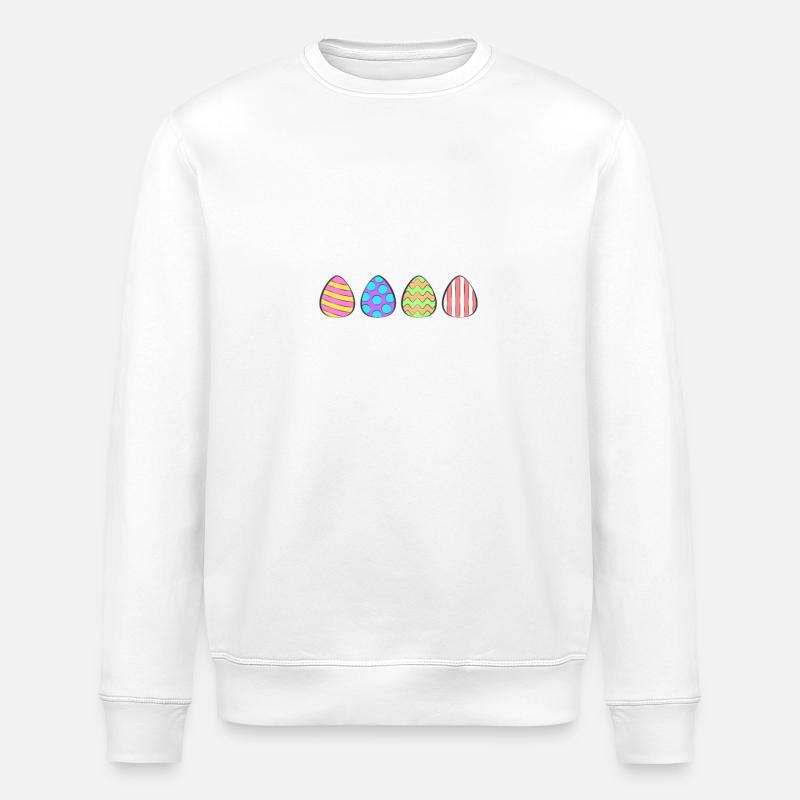 4 bunte Ostereier - Stanley/Stella Unisex Bio-Sweatshirt ROLLER - Weiß