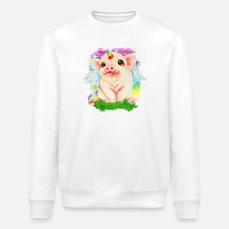 Schwein Ferkel Schweinchen Sau - Stanley/Stella Unisex Bio-Sweatshirt ROLLER - Weiß
