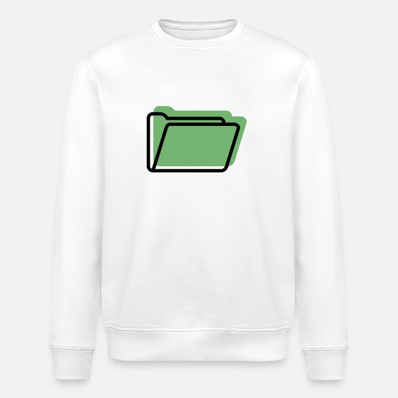 Green File Folder Line Style - Stanley/Stella ROLLER Unisex Organic Sweatshirt - white