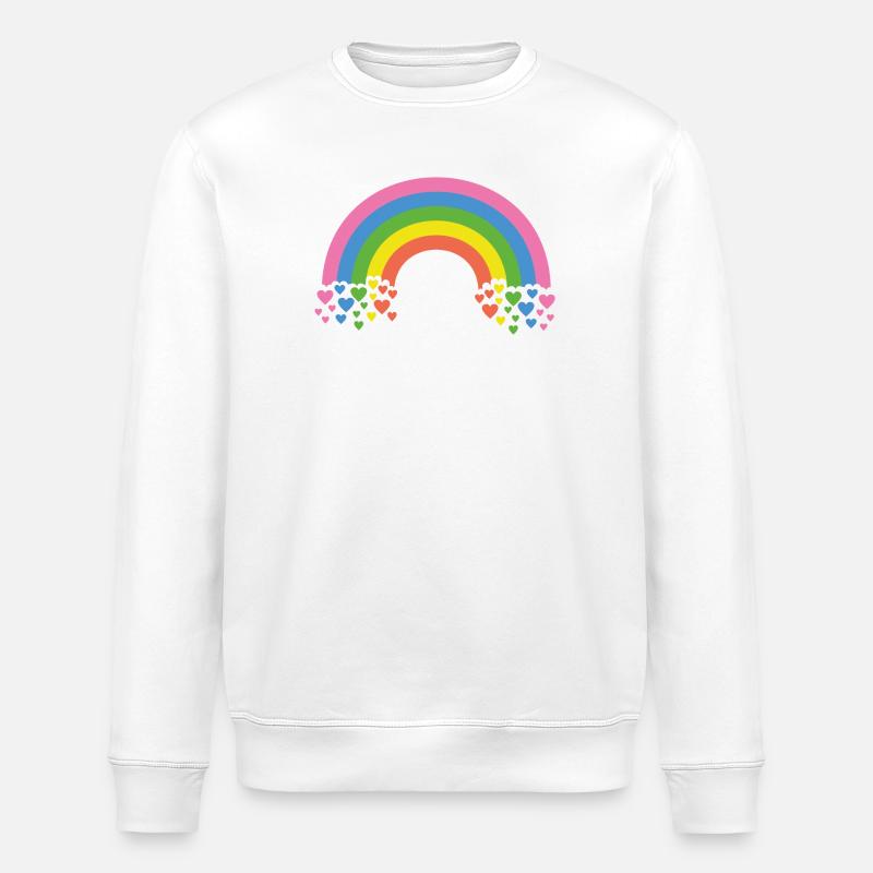 Rainbow with hearts - Stanley/Stella ROLLER Unisex Organic Sweatshirt - white