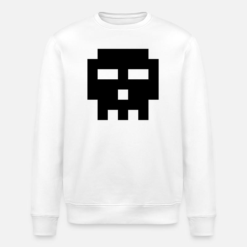 Pixel-Schädel. - Stanley/Stella Unisex Bio-Sweatshirt ROLLER - Weiß