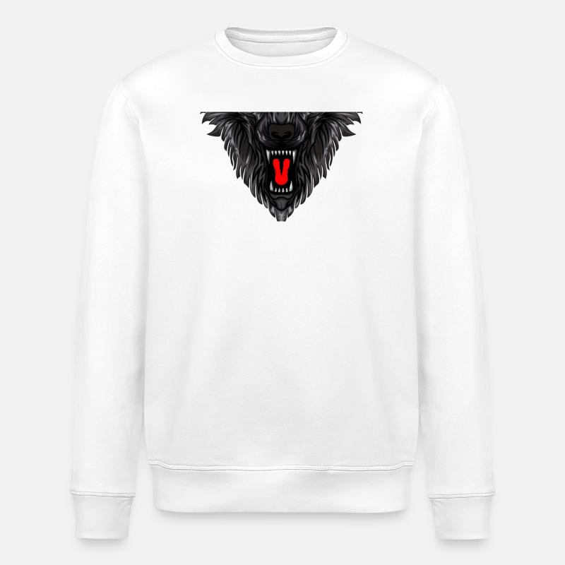 Detaillierter Wolfsgesicht-Print - Stanley/Stella Unisex Bio-Sweatshirt ROLLER - Weiß