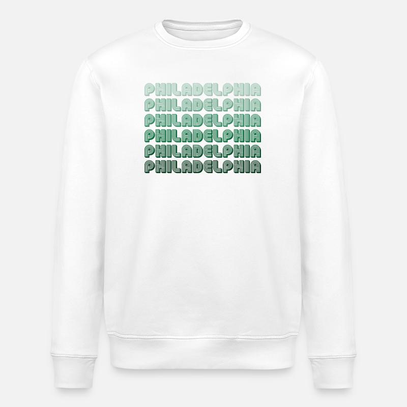Philadelphia Typography Pattern - Stanley/Stella ROLLER Unisex Organic Sweatshirt - white