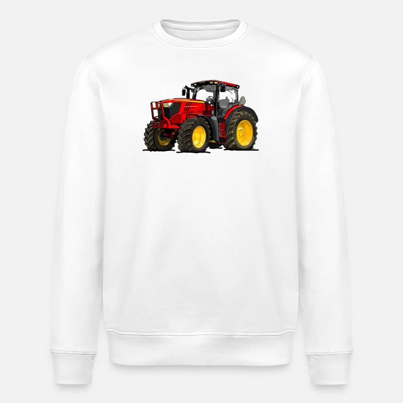 Traktor rot - Stanley/Stella Unisex Bio-Sweatshirt ROLLER - Weiß