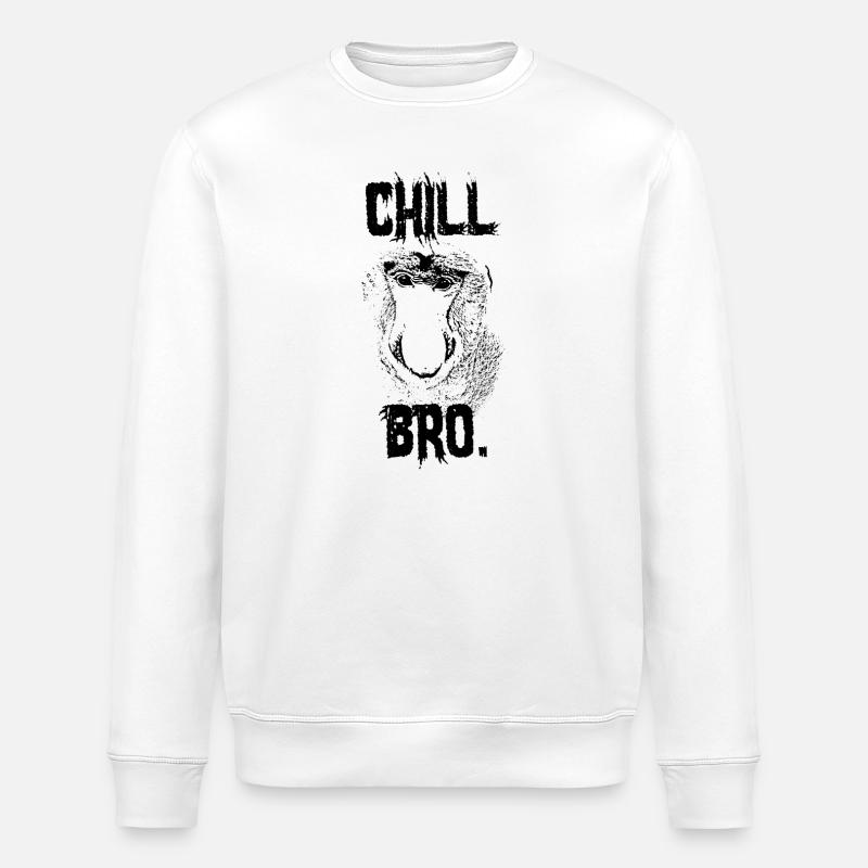Chill Bro Proboscis Monkey Gift - Sweat bio ROLLER Stanley/Stella Unisexe - blanc