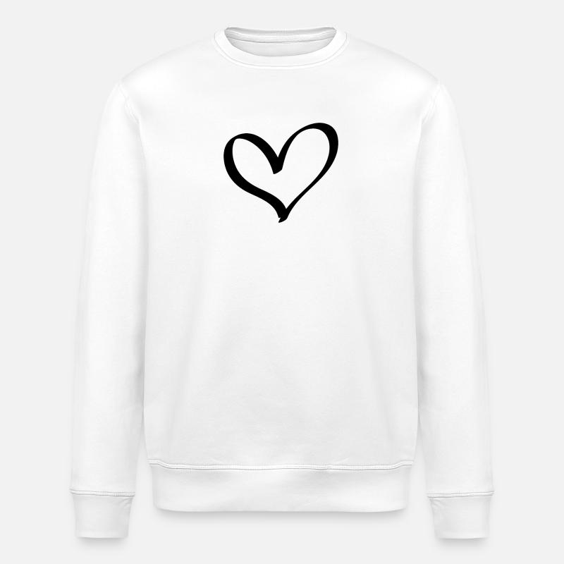 Schwarzes Outline Herz -  Designidee - Stanley/Stella Unisex Bio-Sweatshirt ROLLER - Weiß