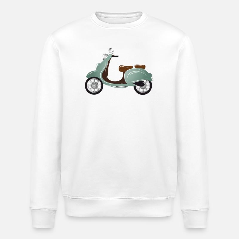 Ein Vintage Motorroller mit Retro Lackierung - Stanley/Stella Unisex Bio-Sweatshirt ROLLER - Weiß