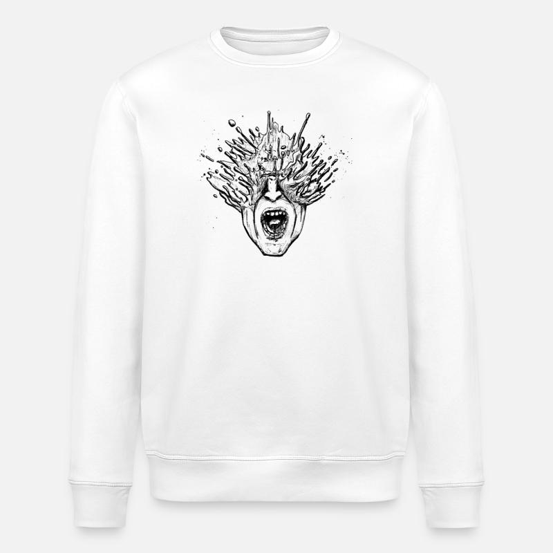 Cri du visage fondant - Sweat bio ROLLER Stanley/Stella Unisexe - blanc