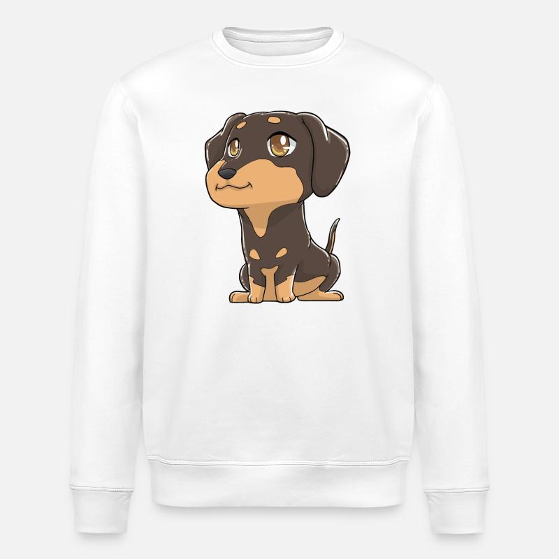 Niedlicher Dackel Kawaii - Stanley/Stella Unisex Bio-Sweatshirt ROLLER - Weiß