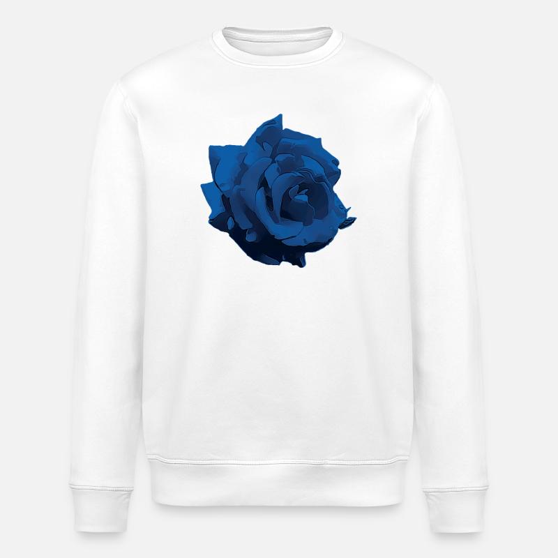 Fleur - Rose bleu - Sweat bio ROLLER Stanley/Stella Unisexe - blanc