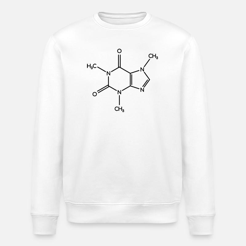 Caffeine Molecule - Structural Formula - Stanley/Stella ROLLER Unisex Organic Sweatshirt - white