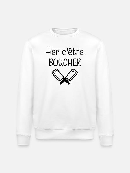 Fier d'être boucher - Sweat bio ROLLER Stanley/Stella Unisexe - blanc