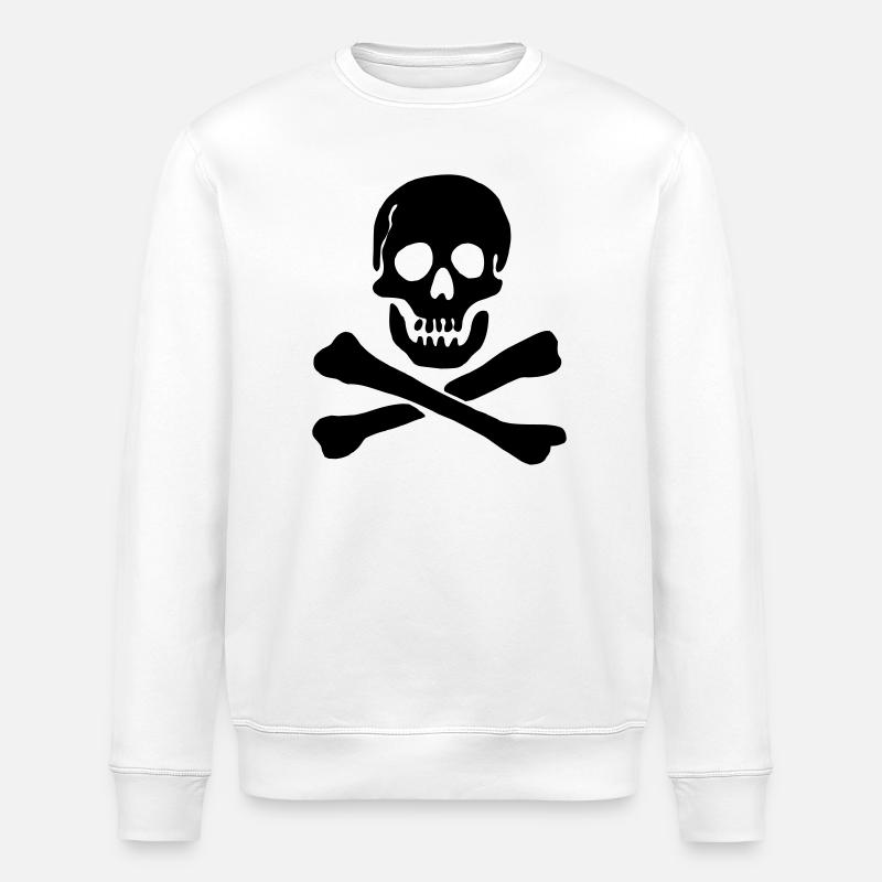 Drapeau pirate Crâne avec os croisés - Sweat bio ROLLER Stanley/Stella Unisexe - blanc