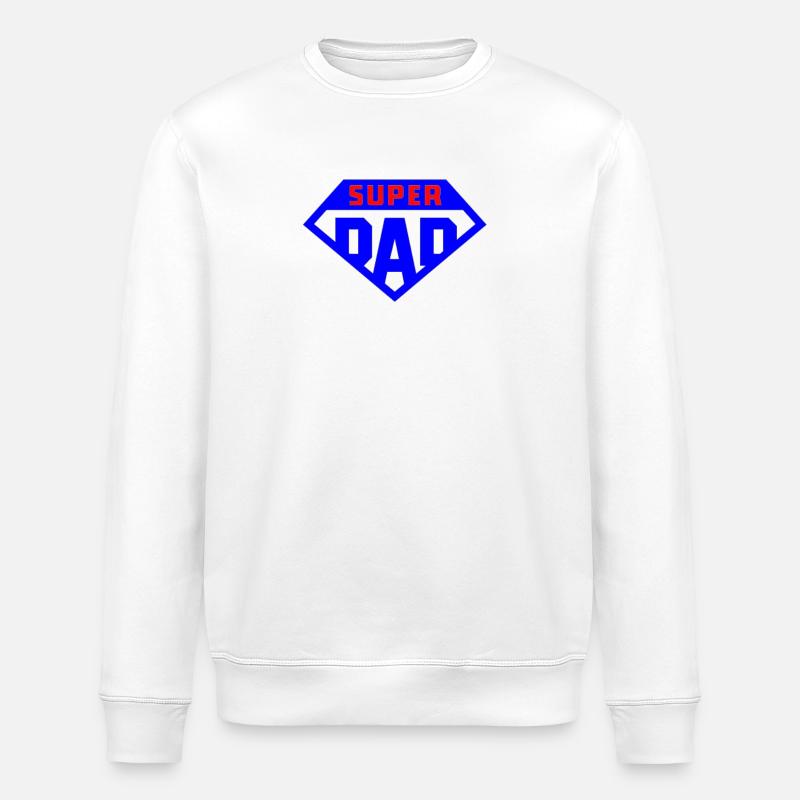 Super Papa Hellblaues Abzeichen - Stanley/Stella Unisex Bio-Sweatshirt ROLLER - Weiß