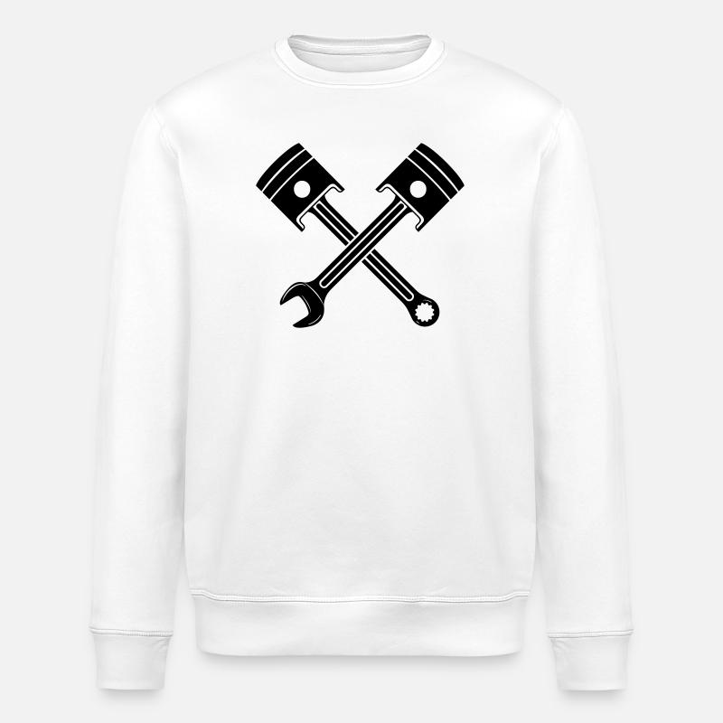 Engine piston key crossed - Stanley/Stella ROLLER Unisex Organic Sweatshirt - white