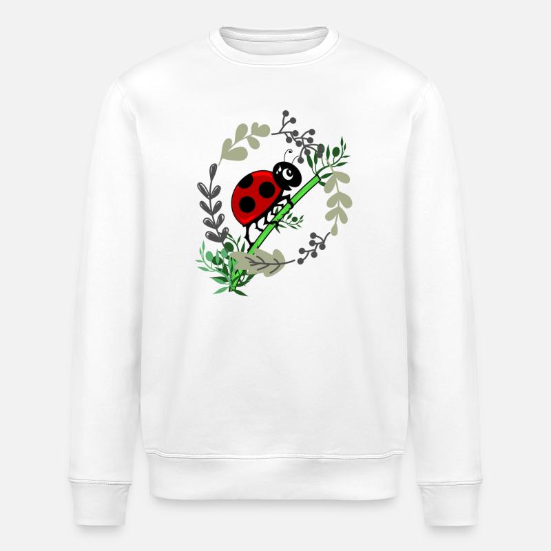 Ladybug botany comic style - Stanley/Stella ROLLER Unisex Organic Sweatshirt - white