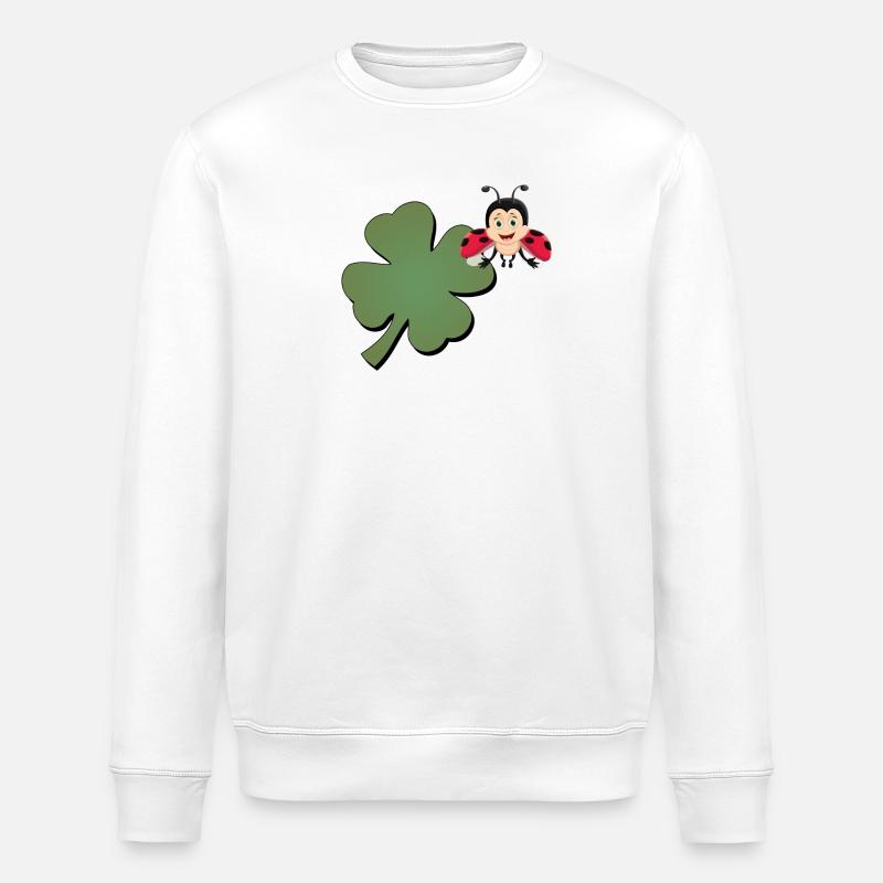 Cloverleaf with Ladybug (ladybug) - Stanley/Stella ROLLER Unisex Organic Sweatshirt - white