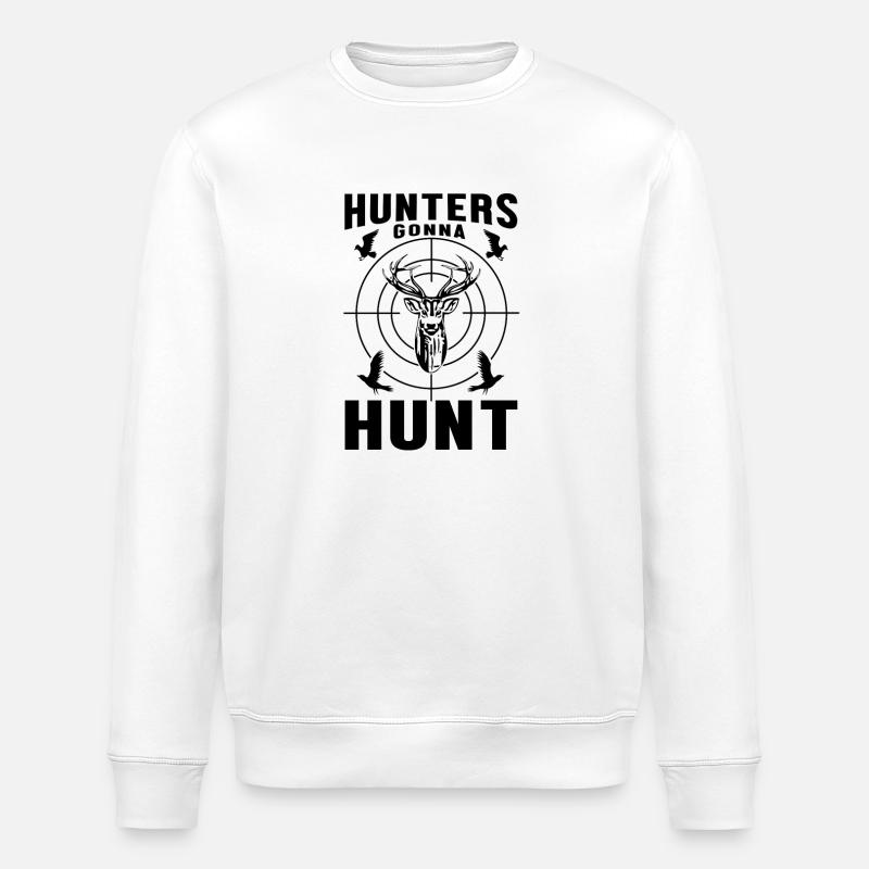 Monochrome minimalistische Jagdillustration - Stanley/Stella Unisex Bio-Sweatshirt ROLLER - Weiß