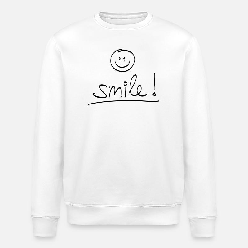 Manuscrit « SMILE ! » avec visage rieur - Sweat bio ROLLER Stanley/Stella Unisexe - blanc
