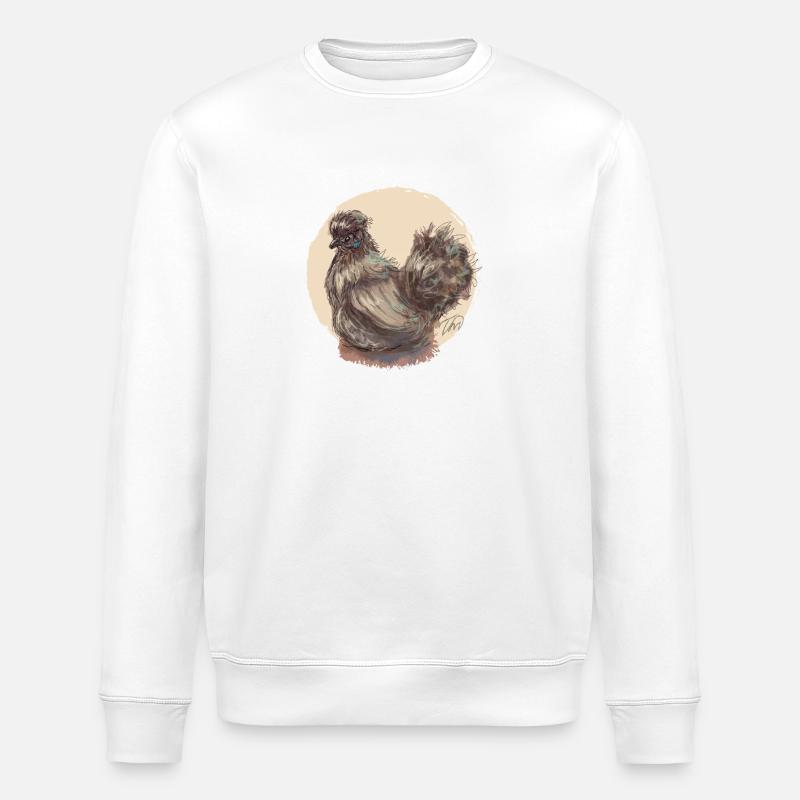 Poule en soie marron - Sweat bio ROLLER Stanley/Stella Unisexe - blanc