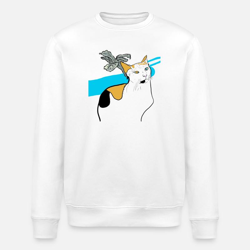 sitting cat - Stanley/Stella ROLLER Unisex Organic Sweatshirt - white