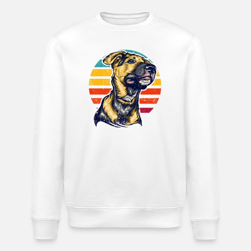 Sunset Hound Porträt - Stanley/Stella Unisex Bio-Sweatshirt ROLLER - Weiß