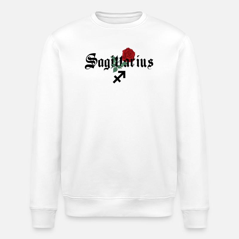 Sagittarius Rose Zodiac - Stanley/Stella ROLLER Unisex Organic Sweatshirt - white
