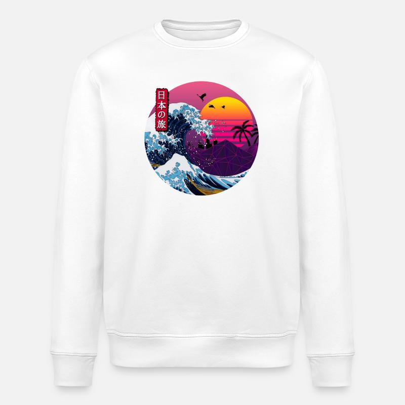 Vague rétro japonaise - Sweat bio ROLLER Stanley/Stella Unisexe - blanc
