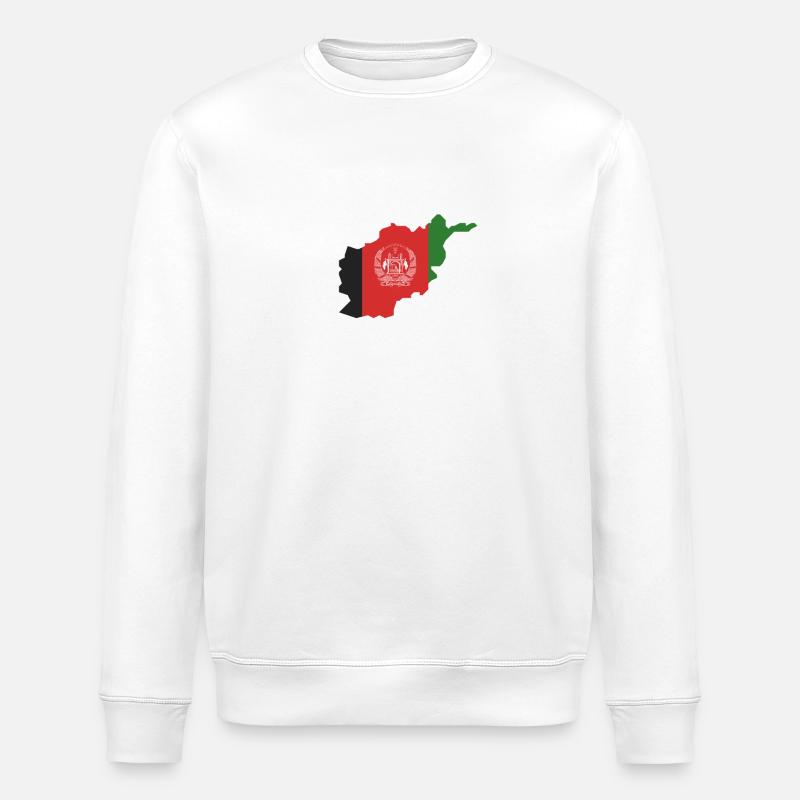 Afghan flag map design - Stanley/Stella ROLLER Unisex Organic Sweatshirt - white