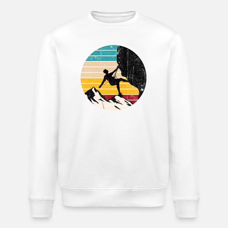 Climber Under Sunset Stripes - Stanley/Stella ROLLER Unisex Organic Sweatshirt - white