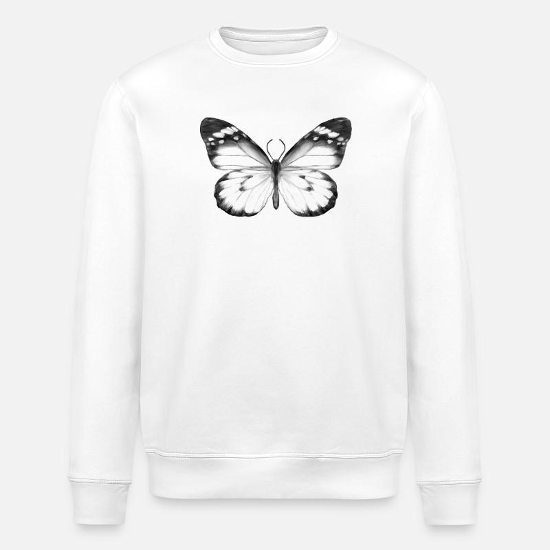 Monochromer Schmetterling - Stanley/Stella Unisex Bio-Sweatshirt ROLLER - Weiß