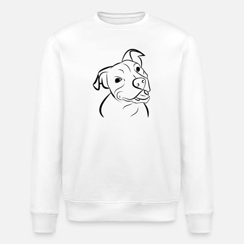 Hund Pitbull Hundekopf - Stanley/Stella Unisex Bio-Sweatshirt ROLLER - Weiß