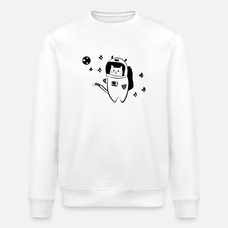 Chat cool dans l'espace - Sweat bio ROLLER Stanley/Stella Unisexe - blanc