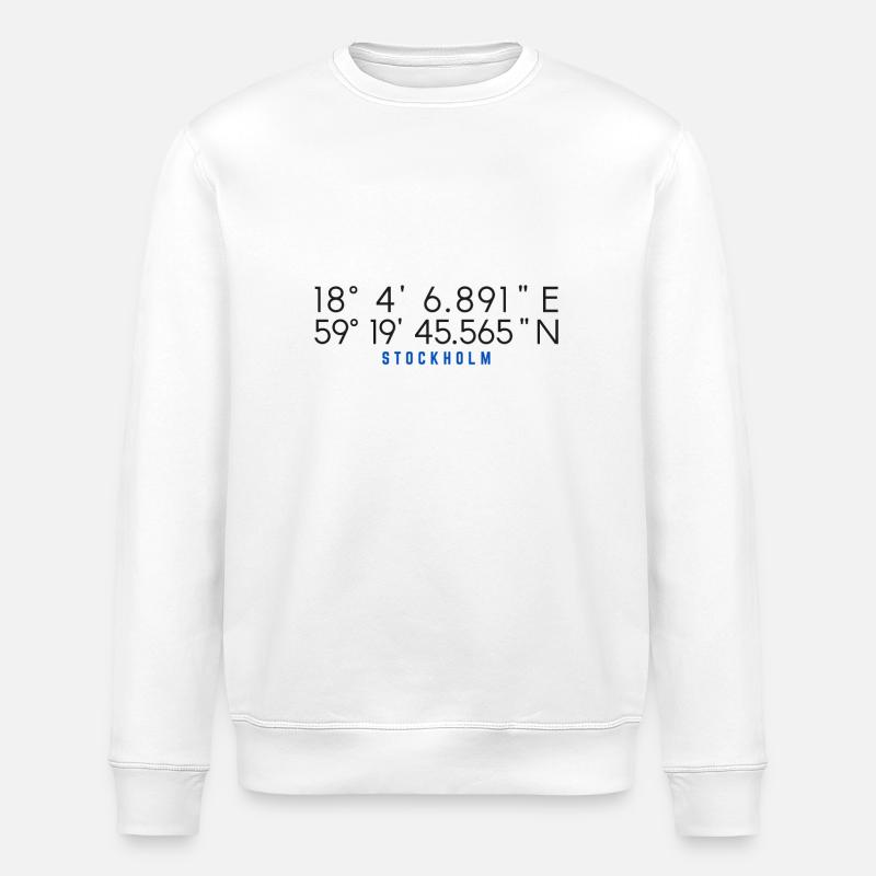 Stockholm Coordinates Chart - Stanley/Stella ROLLER Unisex Organic Sweatshirt - white