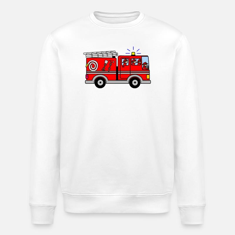 Fire engine with wailing siren - Stanley/Stella ROLLER Unisex Organic Sweatshirt - white