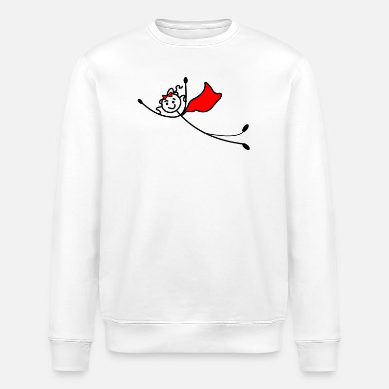 Fliegende Superfrau oder mit rotem Umhang - Stanley/Stella Unisex Bio-Sweatshirt ROLLER - Weiß