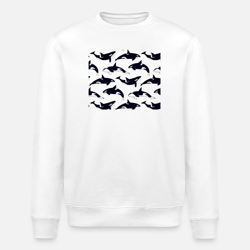 Schwarzweiße Orca Mustermuster - Stanley/Stella Unisex Bio-Sweatshirt ROLLER - Weiß
