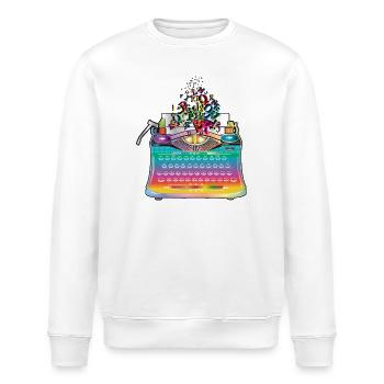 kunterbunte antike Schreibmaschine mit Buchstaben - Stanley/Stella Unisex Bio-Sweatshirt ROLLER - Weiß - Vorne - Nik (191cm)