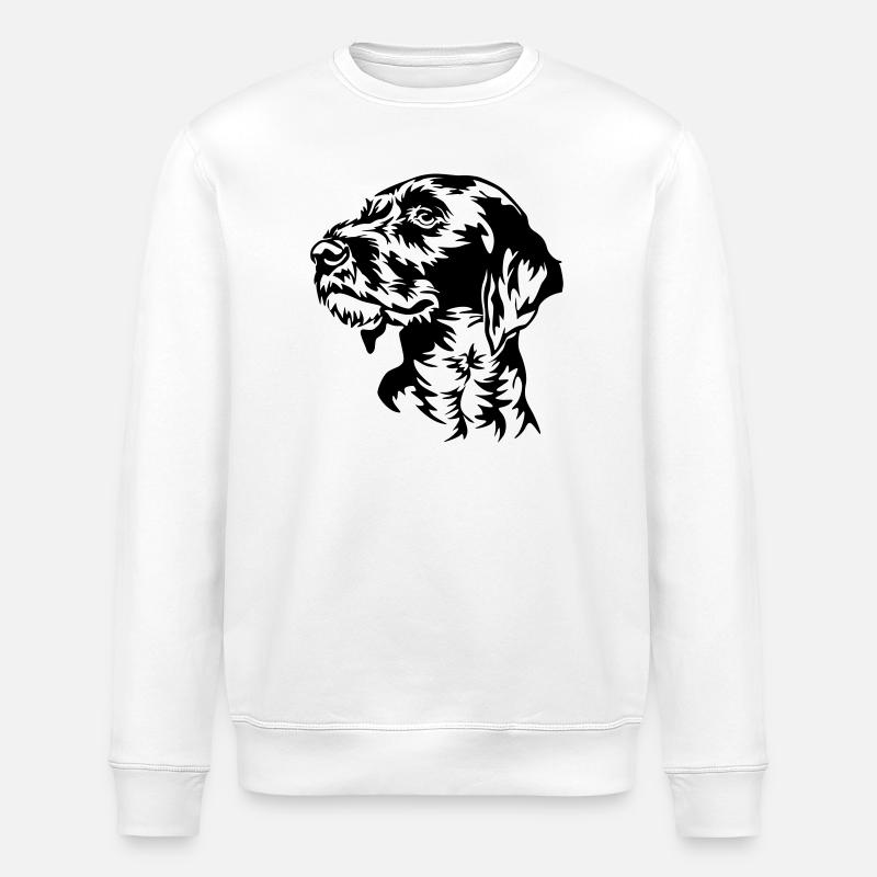 Deutsch Drahthaar Kopf - Stanley/Stella Unisex Bio-Sweatshirt ROLLER - Weiß