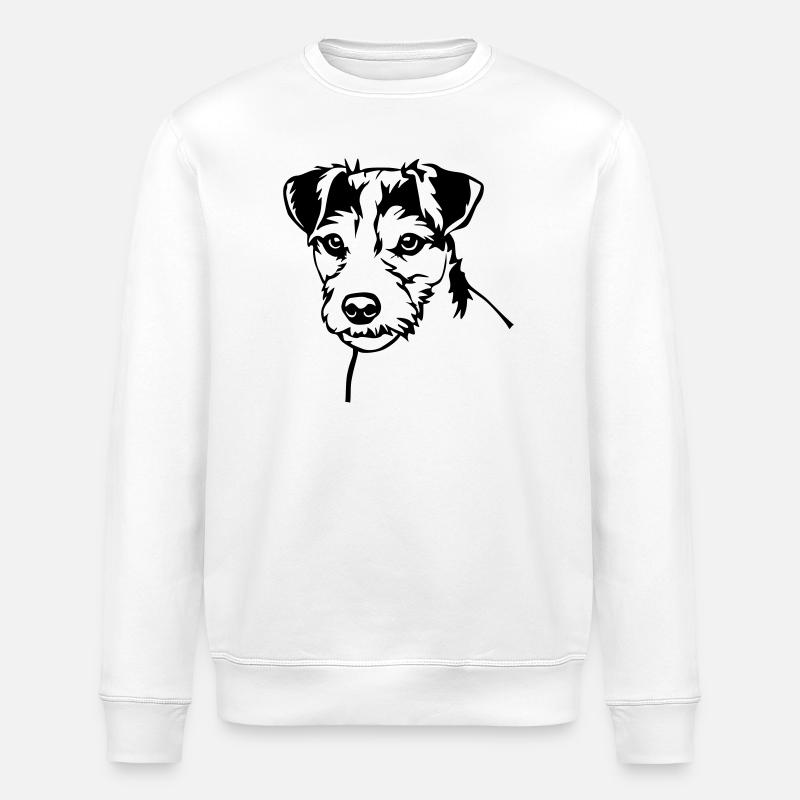 Parson Russell Terrier head - Stanley/Stella ROLLER Unisex Organic Sweatshirt - white