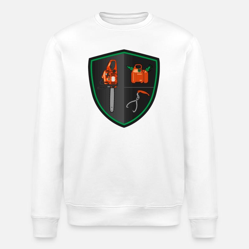 Heraldic shield - Chainsaw - Stanley/Stella ROLLER Unisex Organic Sweatshirt - white