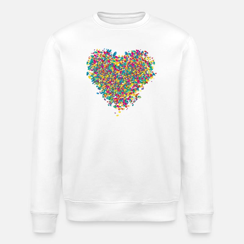 bunt leuchtendes Konfetti Herz - Stanley/Stella Unisex Bio-Sweatshirt ROLLER - Weiß