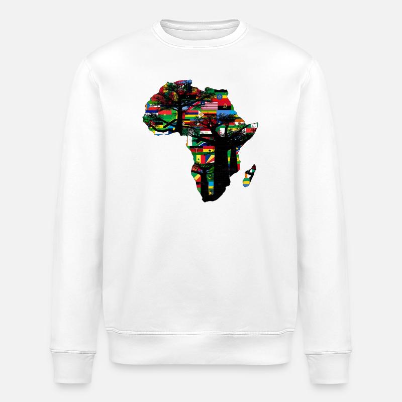 afrique baobab et drapeaux - Sweat bio ROLLER Stanley/Stella Unisexe - blanc