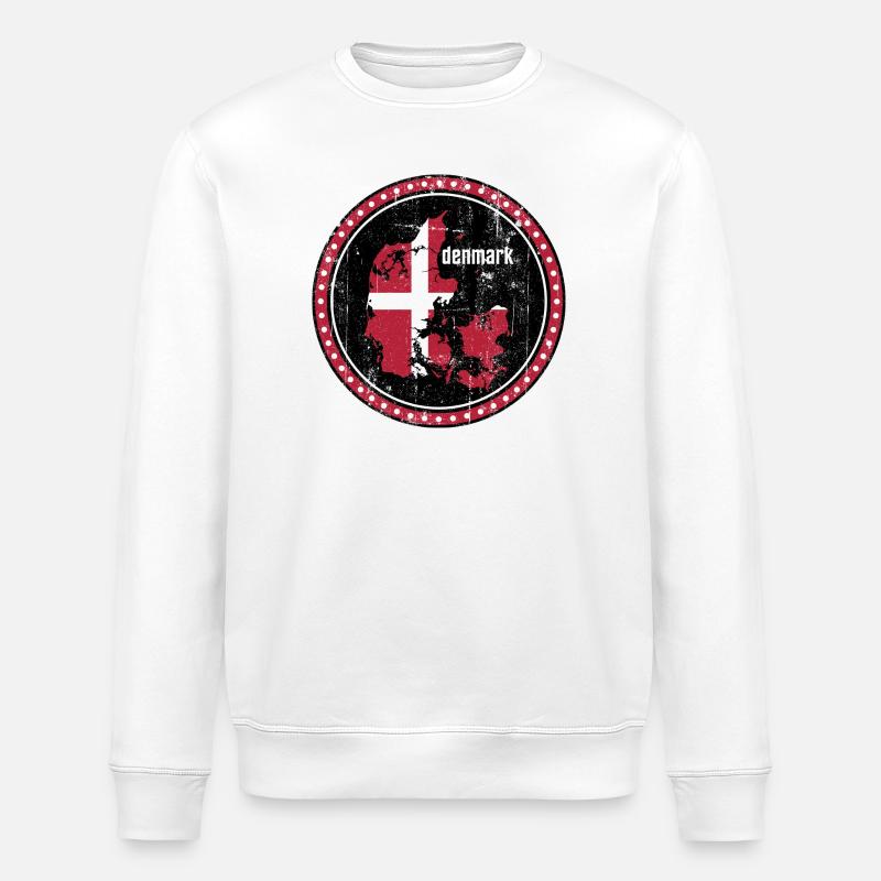 Flaggenabzeichen der Dänemark-Karte - Stanley/Stella Unisex Bio-Sweatshirt ROLLER - Weiß